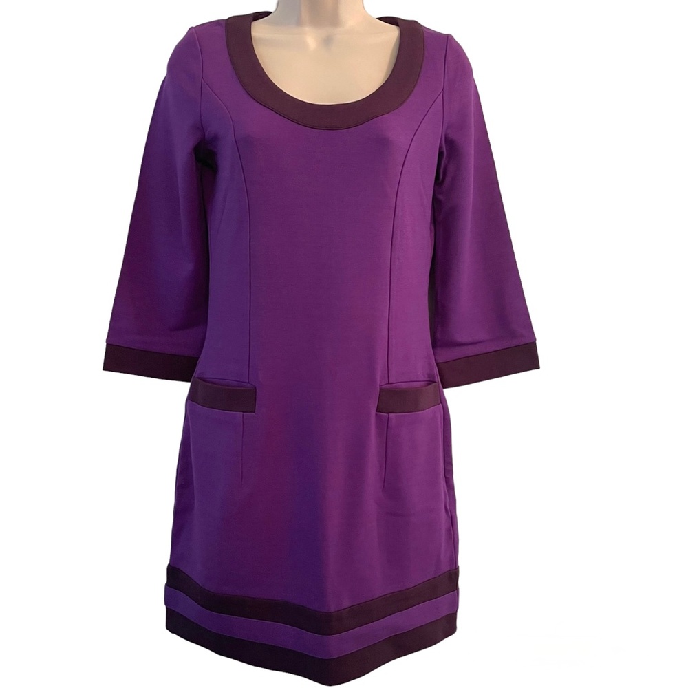 Boden Ponte Pocket Retro Dress 4R purple violet